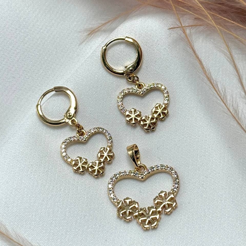 نیم ست گردنبند و گوشواره ژوپینگ زنانه طرح دست قلب تنوع طرح رنگ ثابت کد sm (پس کرایه)