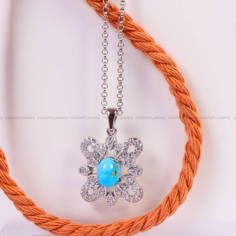 گردنبند فیروزه زنانه کد 6125