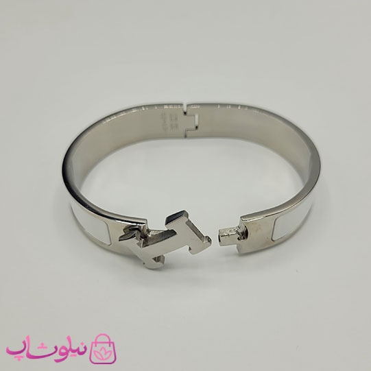 دستبند زنانه هرمس سفید نقره ای استیل قفل اورجینال کد 680